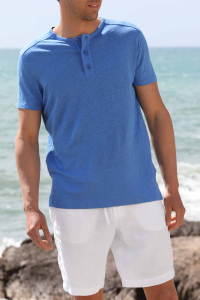 Camiseta Lino Hombre Ibiza en color Azul - Boutique en línea Oficial ESCALES®