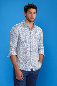 Camisa Estampada Lino Hombre - Camisas Hombre - ESCALES