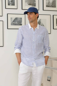 Striped Linen Shirt for Men - Men's Shirts - ESCALES