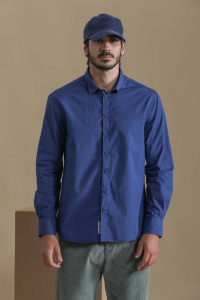 Camisa Hombre Popeline Azul Royal