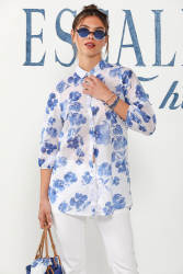 Camisa comprida em voile Cascade de Fleurs